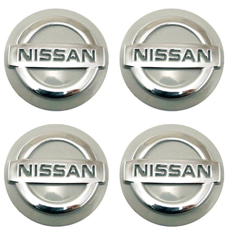 Стикеры на колпачки и колпаки Nissan объемные 60 мм молочно-серый хром