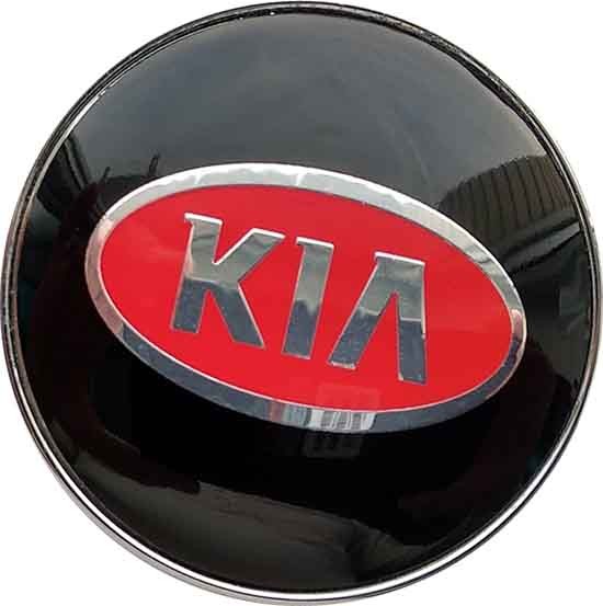 Колпачок на диски KIA 68/57/12 черный и красный хромированный 