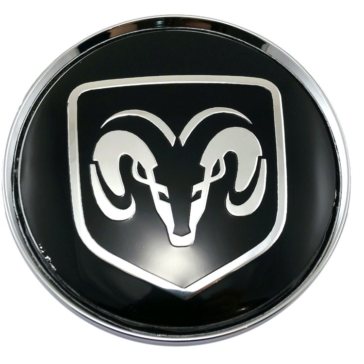 Заглушки ступичные со стикером Dodge (64/60/6) черный +хром