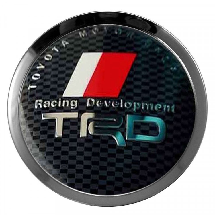 Заглушки для диска со стикером Toyota TRD (64/60/6) карбон/черный