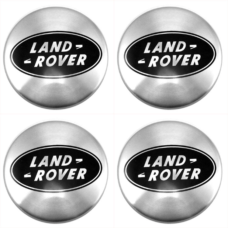 Наклейки на диски Land Rover с юбкой 60 мм серебристые