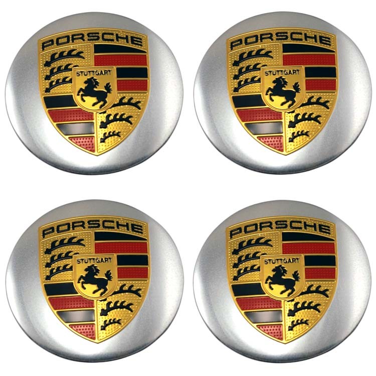 Наклейки на диски Porsche 65 мм серебристые линза